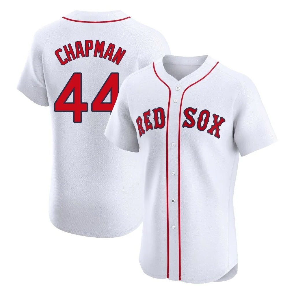 B.Red Sox #44 Aroldis Chapman Player White Limited Elite Home Game Edoa Stitched Jerseys