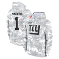 NY.Giants #1 Malik Nabers Player Arctic Camo Salute to Service Pullover Hoodies Limited Game Edoa Stitched Jerseys