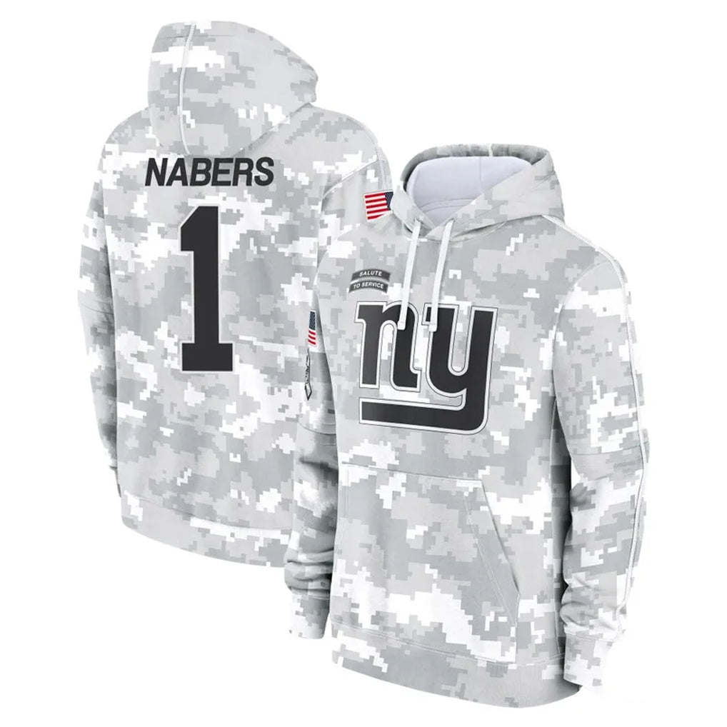 NY.Giants #1 Malik Nabers Player Arctic Camo Salute to Service Pullover Hoodies Limited Game Edoa Stitched Jerseys