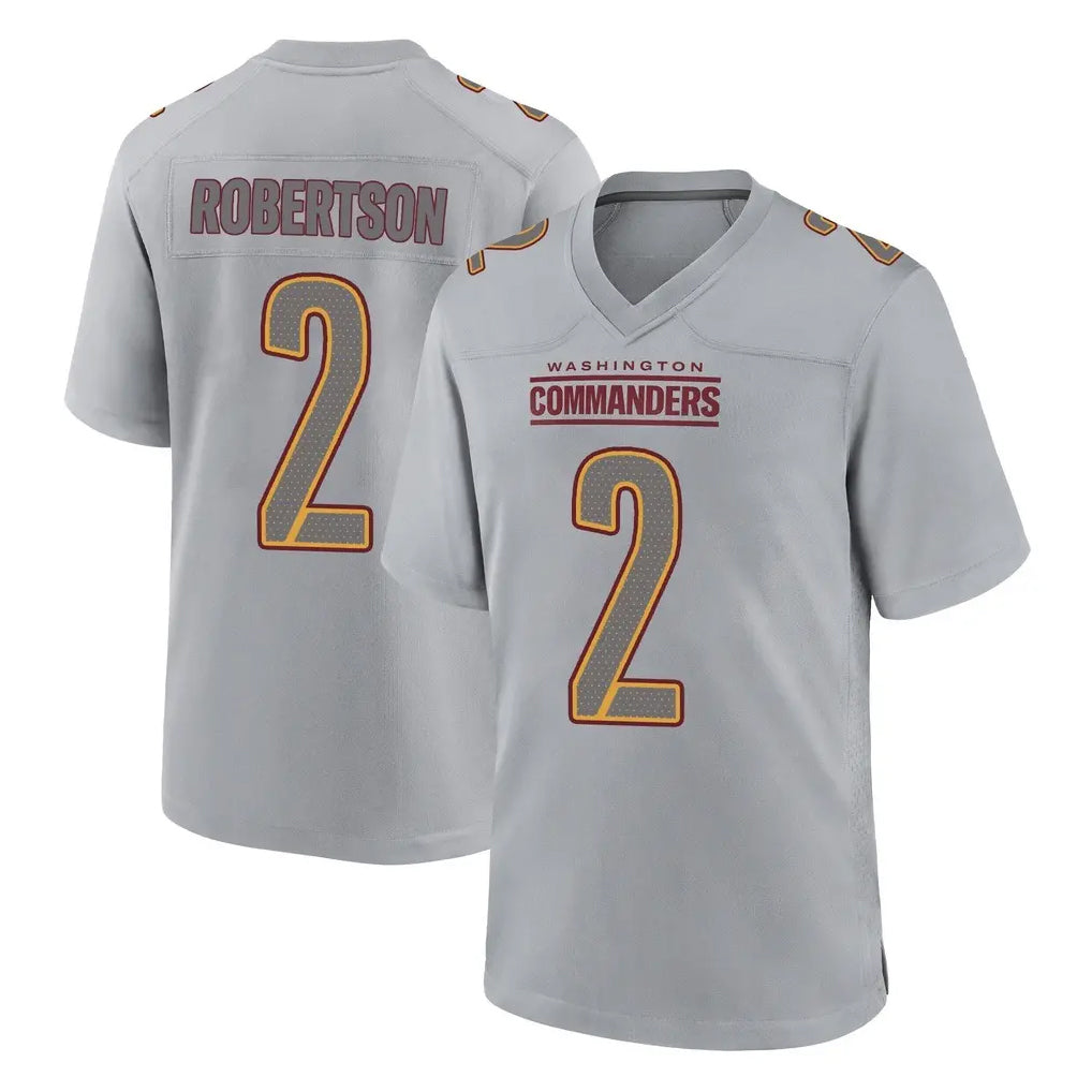W.Commanders #2 Amik Robertson Player Gray Atmosphere Fashion Home Game Edoa Stitched Jerseys