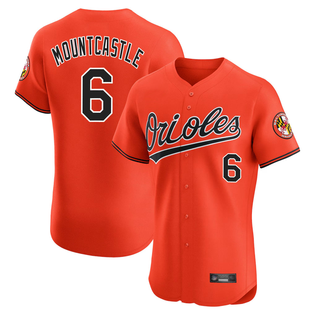 B.Orioles #6 Ryan Mountcastle Player Orange Limited Elite Home Game Edoa Stitched Jerseys