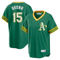 Athletics #15 Seth Brown Player Kelly Green Cooperstown Collection T-shirt Game Edoa Stitched Jerseys