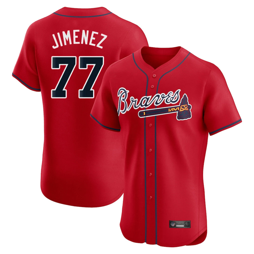 A.Braves #77 Joe Jimenez Player Red Limited Elite Home Game Edoa Stitched Jerseys