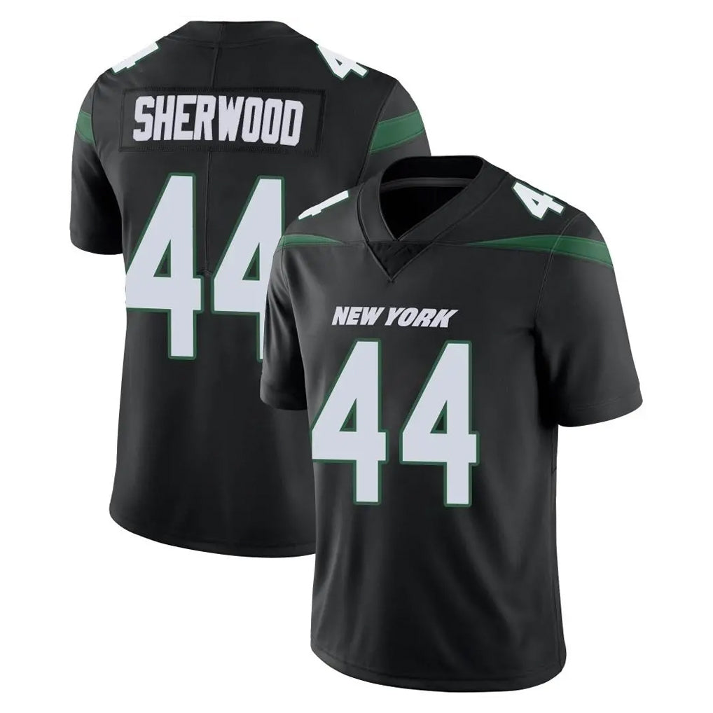 NY.Jets #44 Jamien Sherwood Player Stealth Black Limited Vapor Home Game Edoa Stitched Jerseys