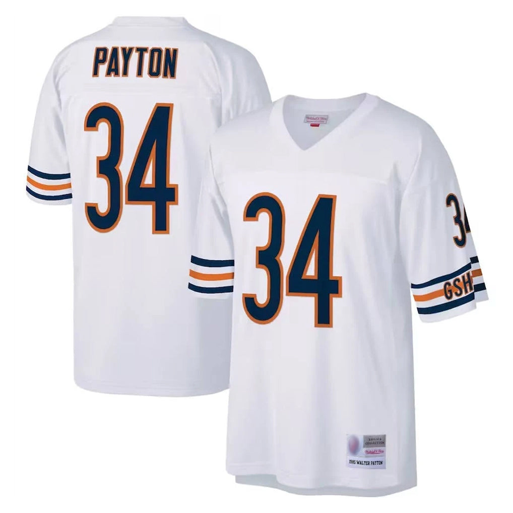 C.Bears #34 Walter Payton Player White 1985 Walter Payton Mitchell & Ness Throwback Retired Edoa Stitched Jerseys