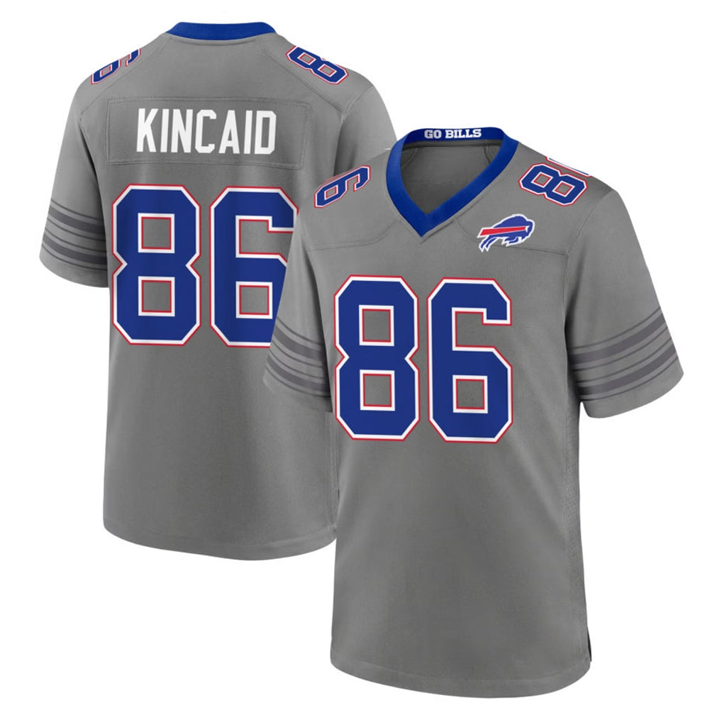 B.Bills #86 Dalton Kincaid Player Gray Nickel City Home Game Edoa Stitched Jerseys