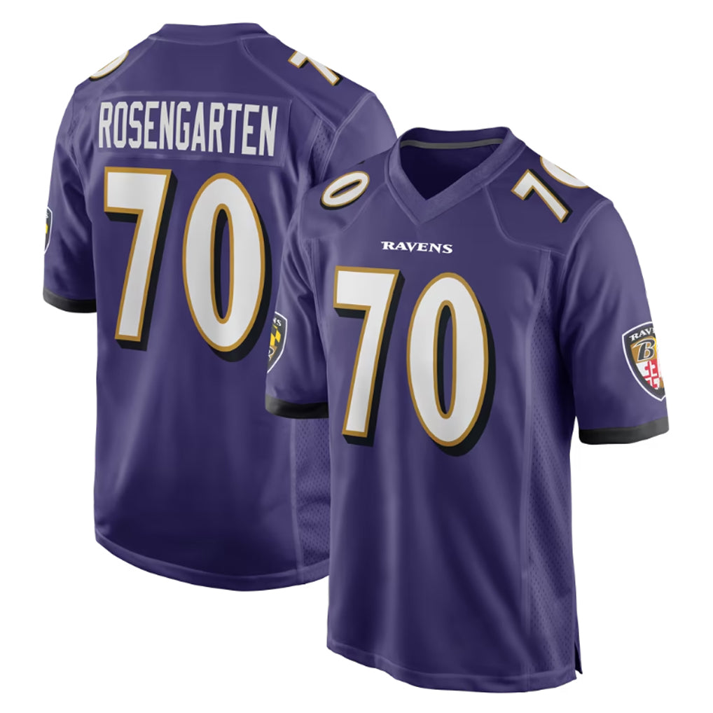 B.Ravens #70 Roger Rosengarten Player Purple Color Rush Home Game Edoa Stitched Jerseys