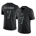B.Ravens #7 Rashod Bateman Player Black REFLECTIVE Limited Edoa Stitched Jerseys