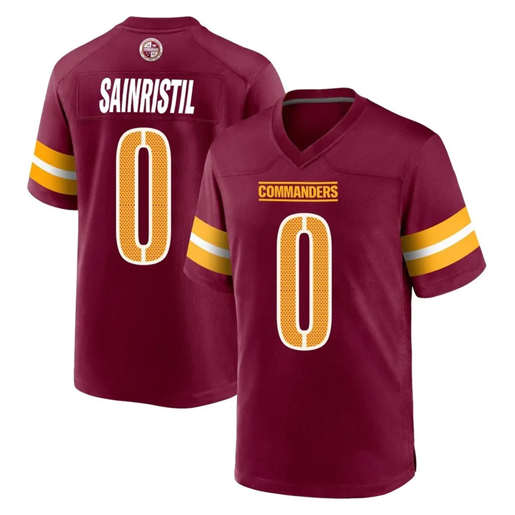 W.Commanders #0 Mike Sainristil Player Burgundy Home Game Edoa Stitched Jerseys