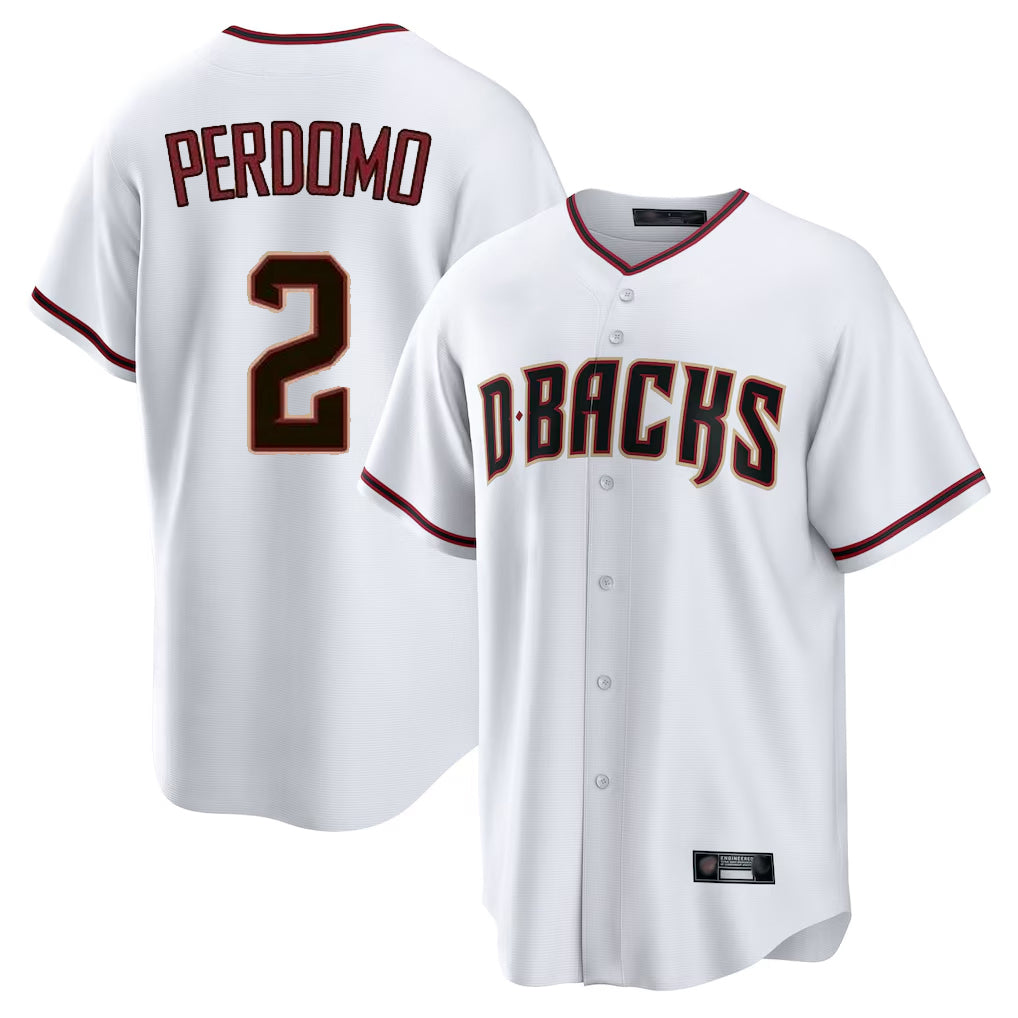 A.Diamondbacks #2 Geraldo Perdomo Player White Home Game Edoa Stitched Jerseys