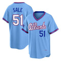 A.Braves #51 Chris Sale Player Powder Blue 2026 City Connect T-shirt Home Game Edoa Stitched Jerseys
