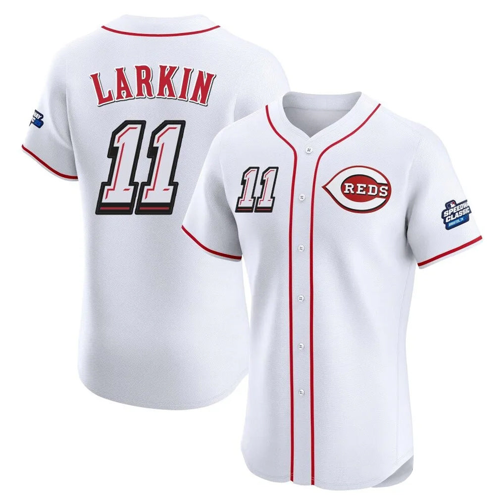 C.Reds #11 Barry Larkin Player White Speedway Classic Limited Elite Home Edoa Stitched Jerseys