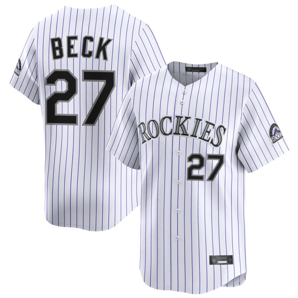 C.Rockies #27 Jordan Beck Player White Limited Home Edoa Stitched Jerseys