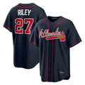 A.Braves #27 Austin Riley Player Navy Home Game Edoa Stitched Jerseys