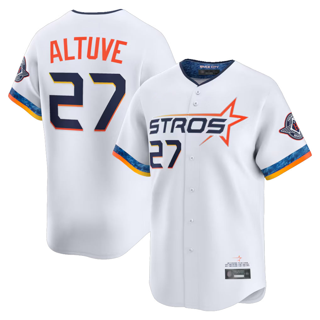 H.Astros #27 Jose Altuve Player White City Connect Limited Home Edoa Stitched Jerseys