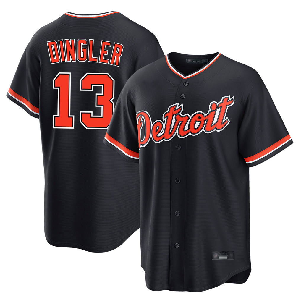 D.Tigers #13 Dillon Dingler Player Navy Home Game Edoa Stitched Jerseys