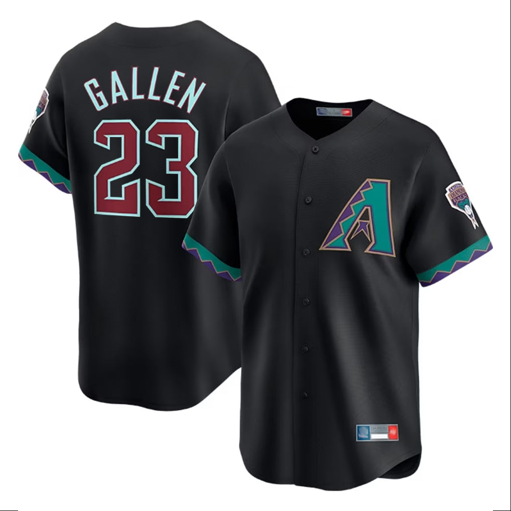 A.Diamondbacks #23 Zac Gallen Player Black Fashion Out Home Game Edoa Stitched Jerseys