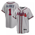A.Braves #1 Ozzie Albies Player Gray Home Game Edoa Stitched Jerseys