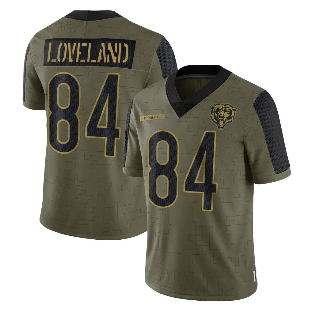 C.Bears #84 Colston Loveland Player Olive Salute to Service Limited Edoa Stitched Jerseys