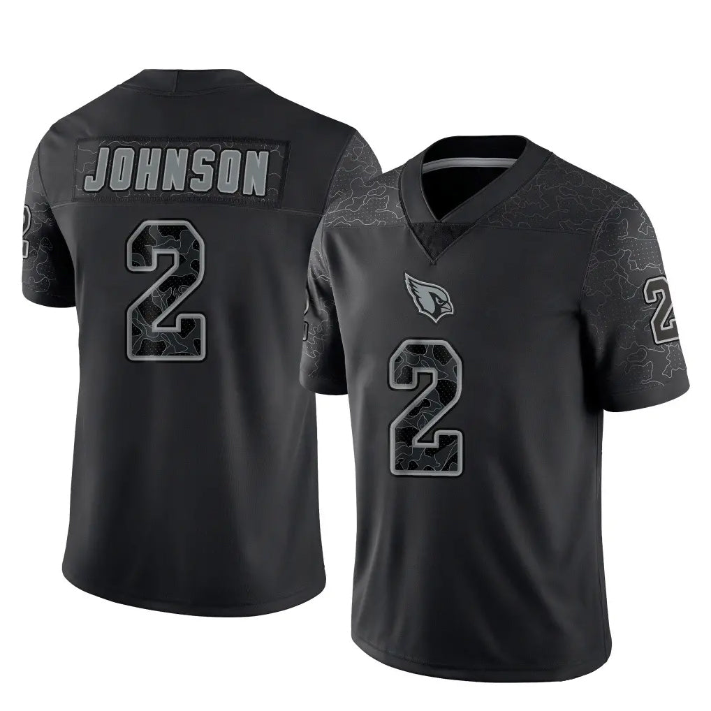 A.Cardinals #2 Will Johnson Player Black RFLCTV Limited Home Game Edoa Stitched Jerseys