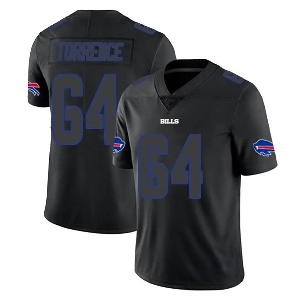 B.Bills #64 O'Cyrus Torrence Player Black Impact Limited Home Game Edoa Stitched Jerseys