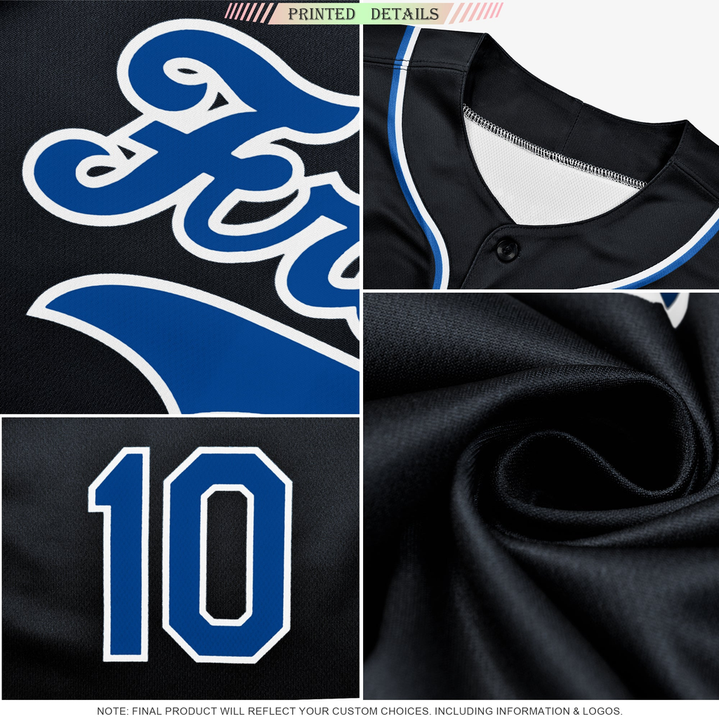 Custom Black Royal-White Classic Style Authentic Baseball Jersey-1