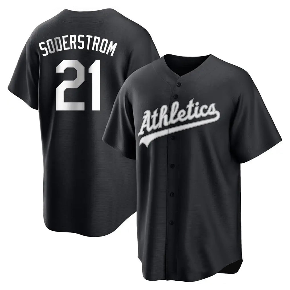 Athletics #21 Tyler Soderstrom Player Black Fashion Home Game Edoa Stitched Jerseys