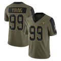 NO.Saints #99 Chase Young Player Olive Salute To Service Limited Game Edoa Stitched Jerseys