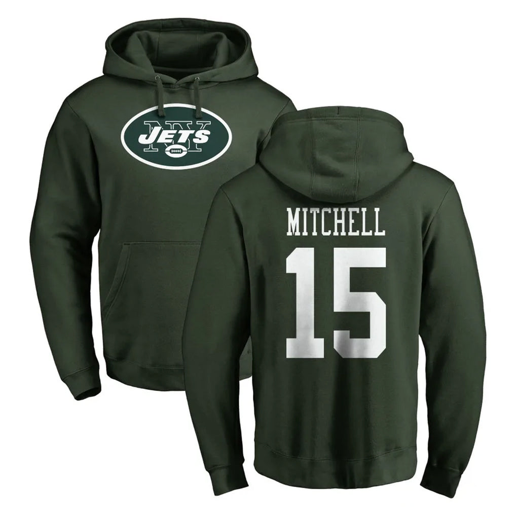 NY.Jets #15 Adonai Mitchell Player Green LOGO Pullover Hoodies Limited Game Edoa Stitched Jerseys