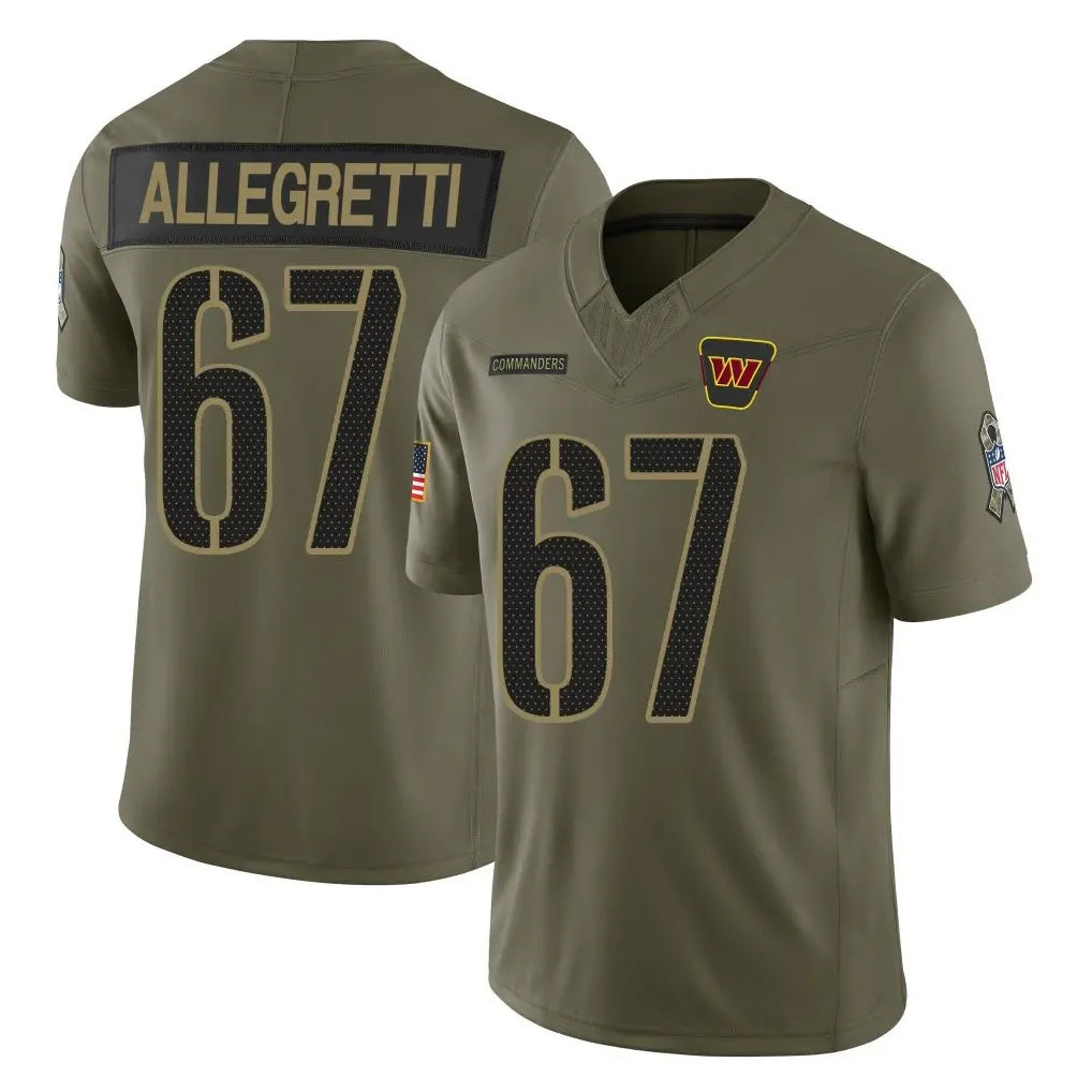 W.Commanders #67 Nick Allegretti Player Olive 2025 Salute To Service Limited Home Game Edoa Stitched Jerseys