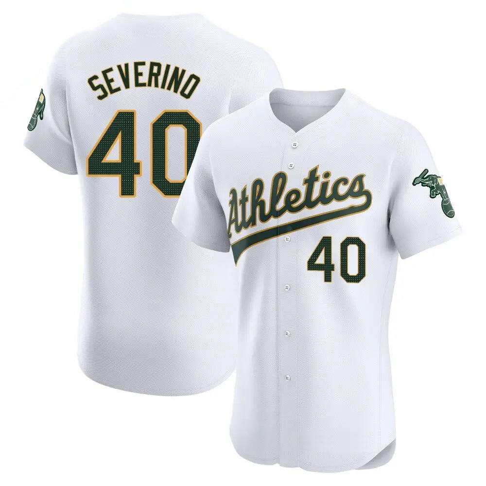 Athletics #40 Luis Severino Player White Limited Elite Home Game Edoa Stitched Jerseys