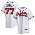 A.Braves #77 Joe Jimenez Player White Home Game Edoa Stitched Jerseys