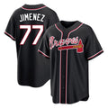 A.Braves #77 Joe Jimenez Player Black Fashion Out Game Edoa Stitched Jerseys
