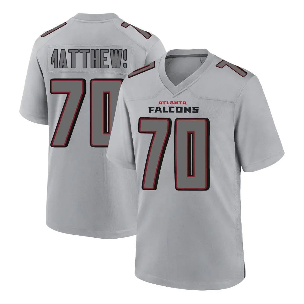 A.Falcons #70 Jake Matthews Branch Player Gray Fashion Home Game Edoa Stitched Jerseys