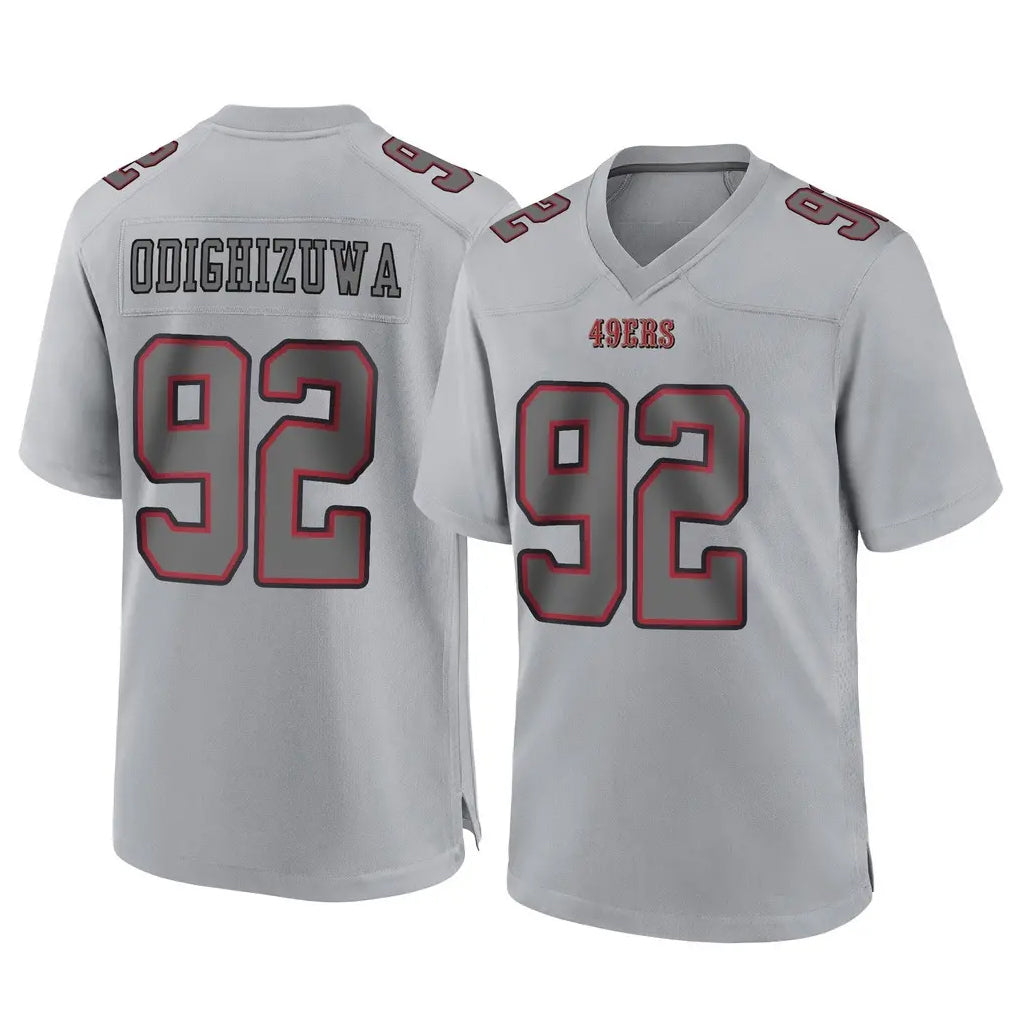SF.49ers #92 Osa Odighizuwa Player Gray Atmosphere Fashion Home Game Edoa Stitched Jerseys