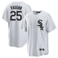 C.White Sox #25 Andrew Vaughn Player White Stripe Home Game Edoa Stitched Jerseys