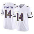 B.Ravens #14 Kyle Hamilton Player White Vapor F.U.S.E. Limited Elite Home Game Edoa Stitched Jerseys