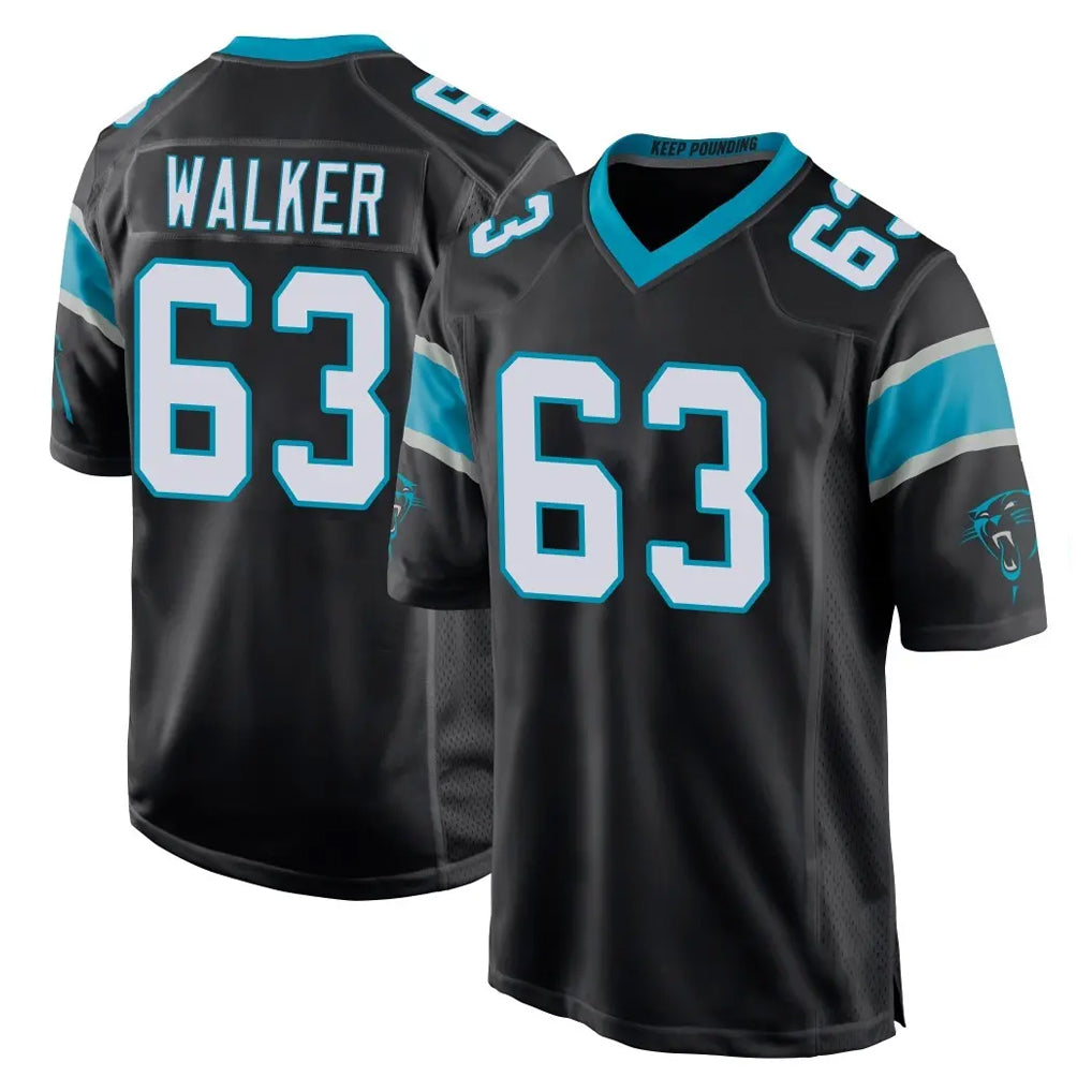 C.Panthers #63 Rasheed Walker Player Black Game Edoa Stitched Jerseys