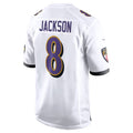 B.Ravens #8 Lamar Jackson Player White Alternate Game Edoa Stitched Jerseys
