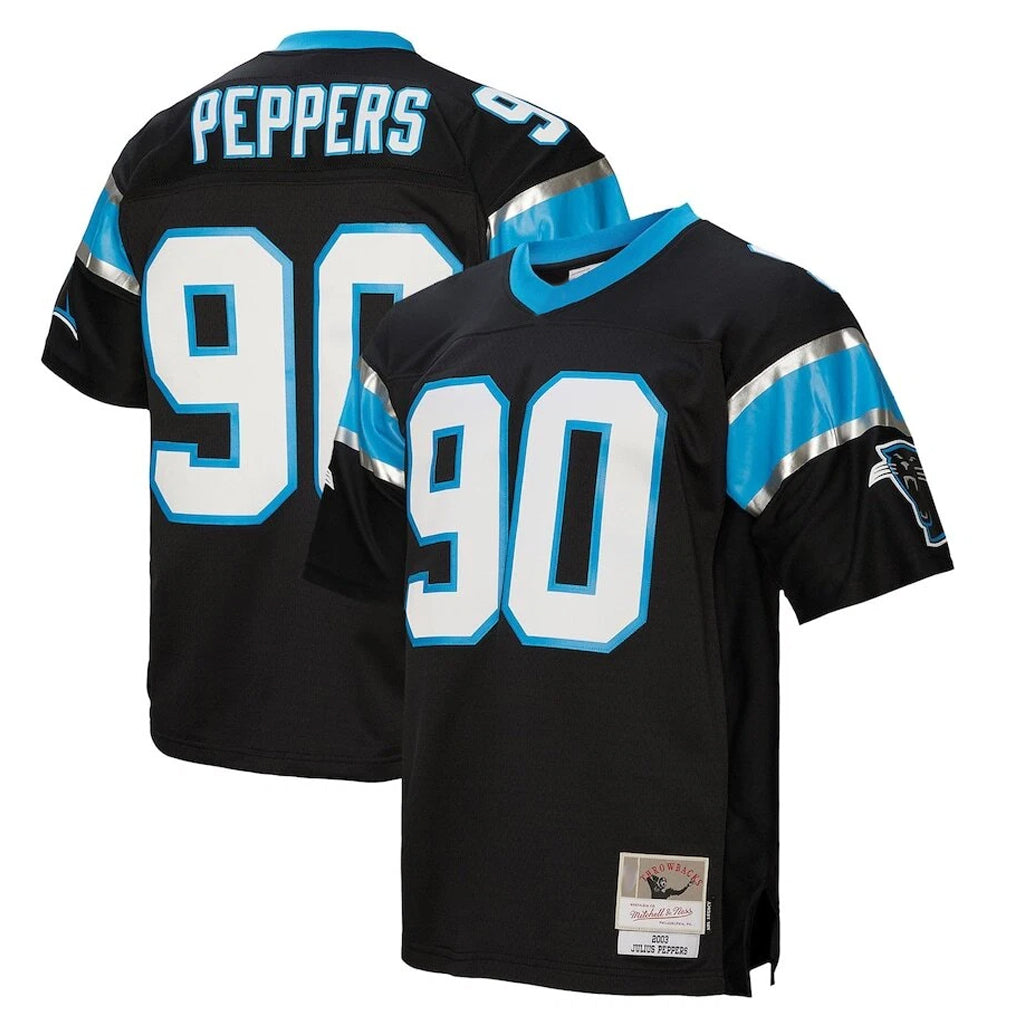 C.Panthers #90 Julius Peppers Player Black Mitchell & Ness Legacy Replica Edoa Stitched Jerseys