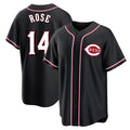 C.Reds #14 Pete Rose Player Black Fashion Out Home Game Edoa Stitched Jerseys