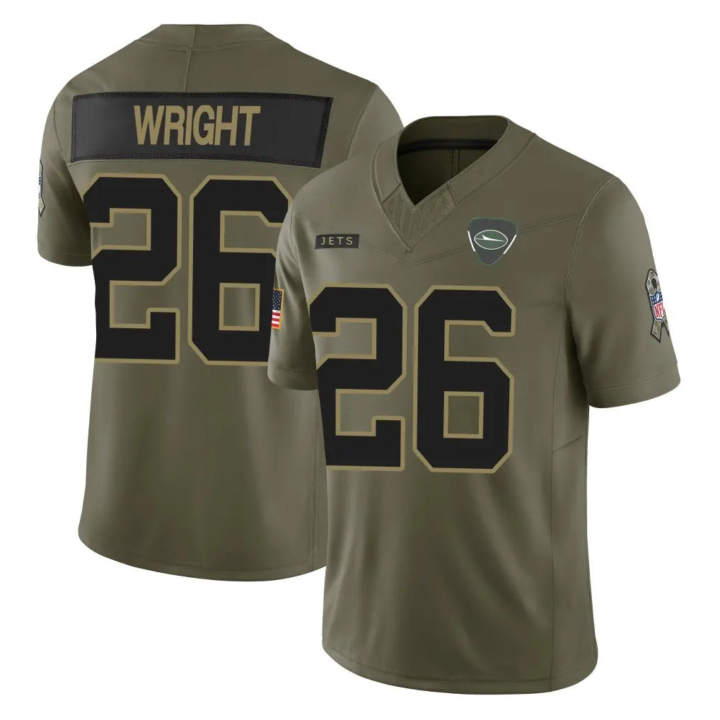NY.Jets #26 Nahshon Wright Player Olive 2025 Salute To Service Limited Edoa Stitched Jerseys
