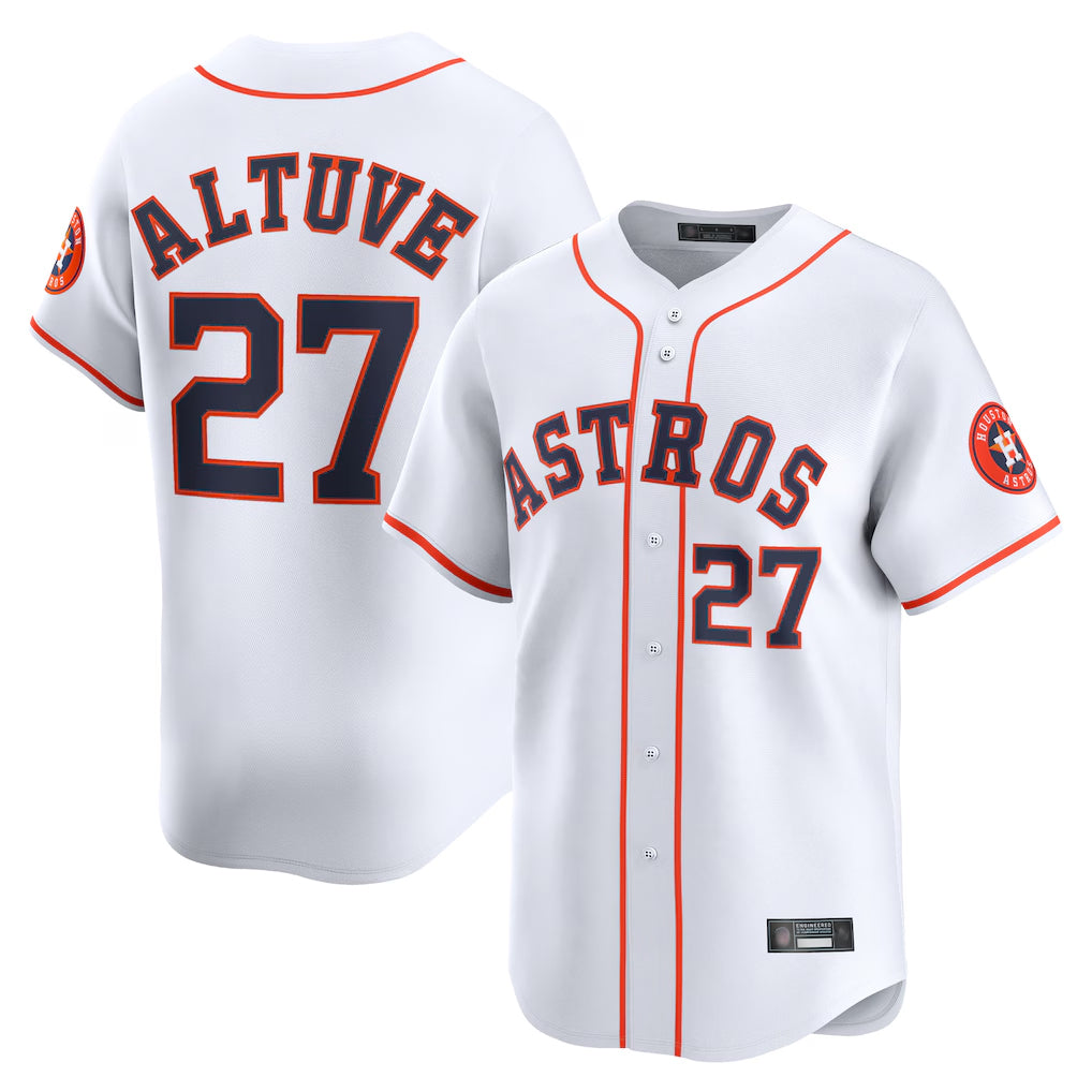 H.Astros #27 Jose Altuve Player White Home Limited Edoa Stitched Jerseys