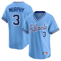 A.Braves #1 Ozzie Albies Player Light Blue Throwback Cooperstown Collection T-shirt Limited Game Edoa Stitched Jerseys