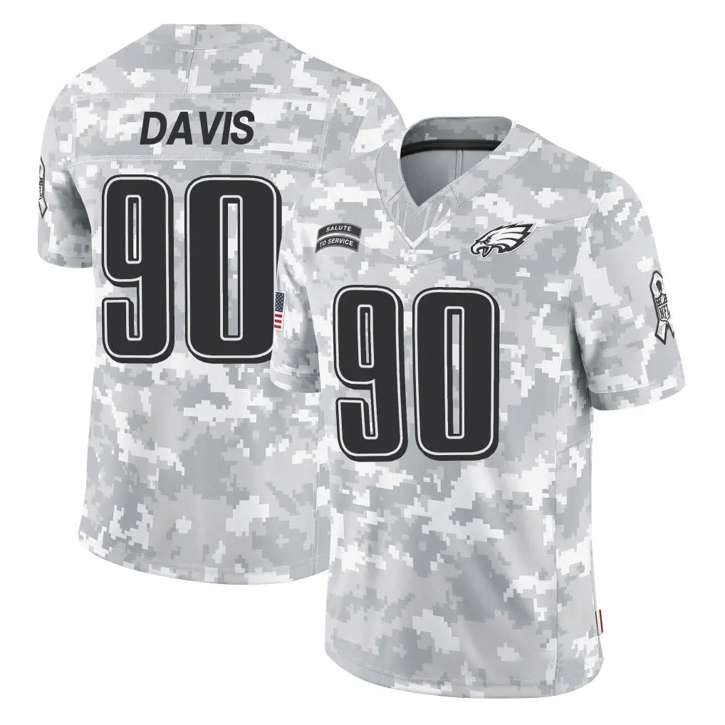 P.Eagles #90 Jordan Davis Player Arctic Camo Salute to Service Limited Game Edoa Stitched Jerseys