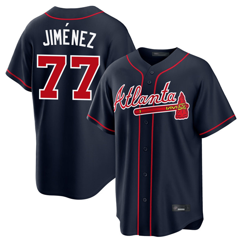 A.Braves #77 Joe Jimenez Player Navy Home Game Edoa Stitched Jerseys