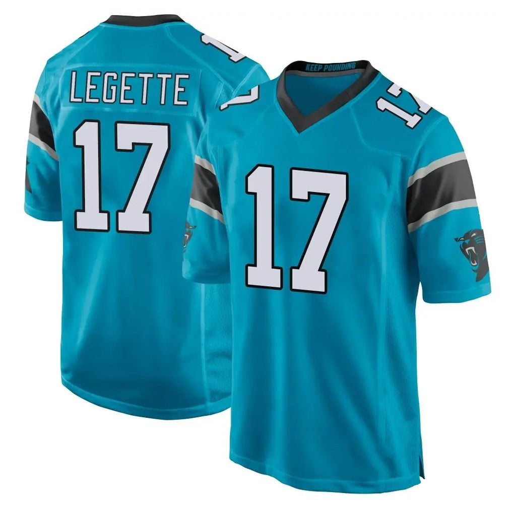 C.Panthers #17 Xavier Legette Player Blue Game Edoa Stitched Jerseys