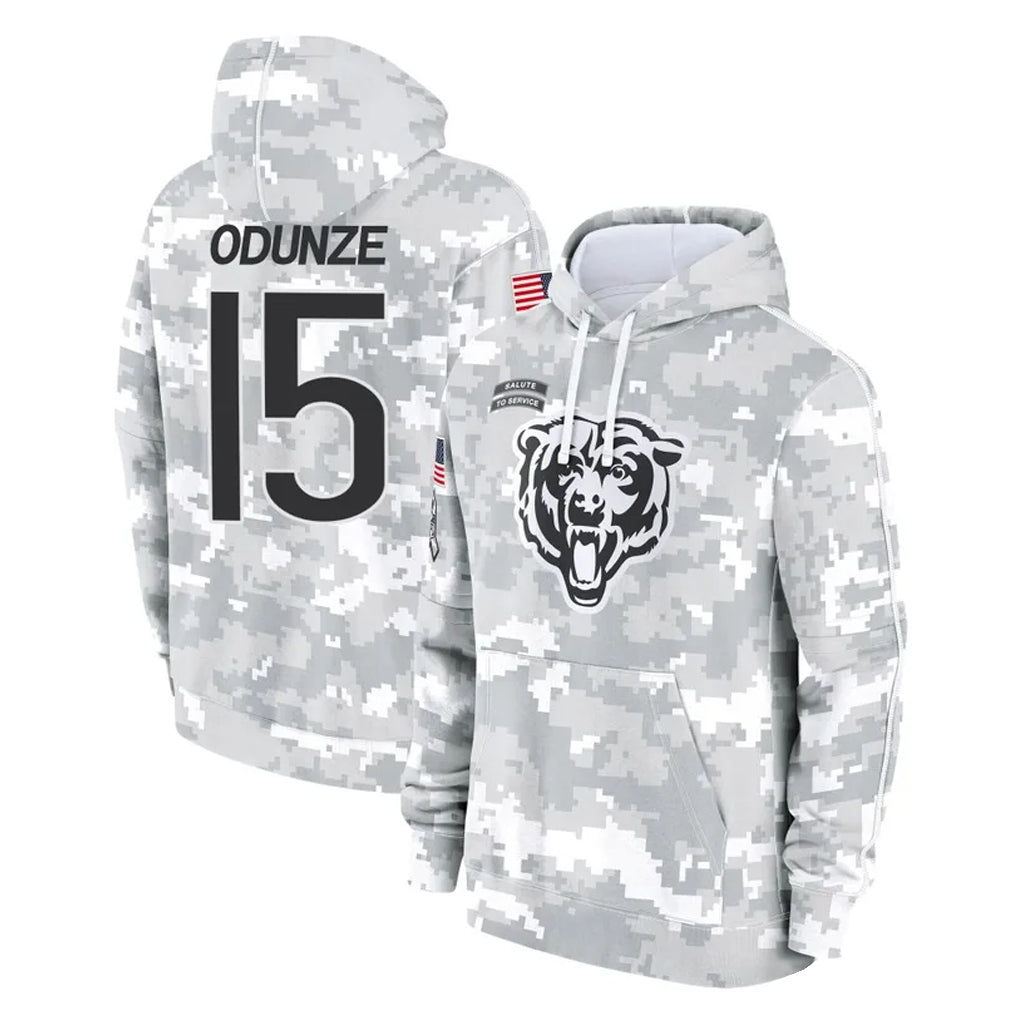 C.Bears #15 Rome Odunze Player Arctic Camo Salute to Service Pullover Hoodies Limited Edoa Stitched Jerseys