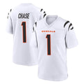 C.Bengals #1 Ja'Marr Chase Player White Home Game Edoa Stitched Jerseys
