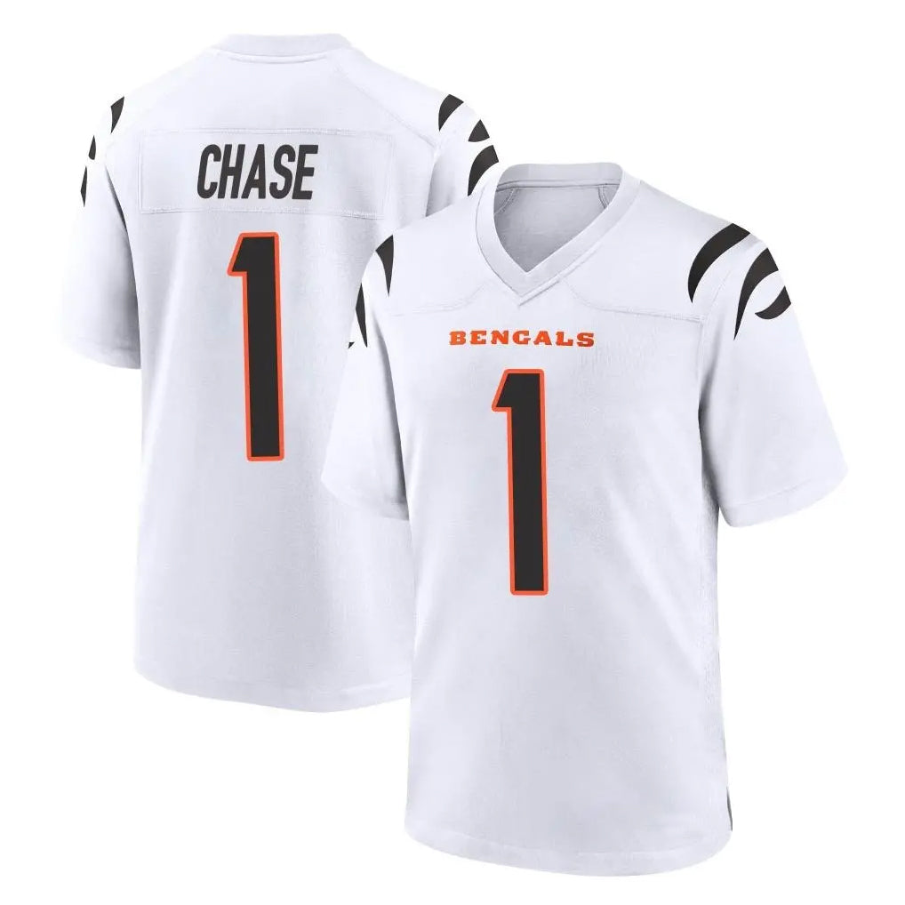 C.Bengals #1 Ja'Marr Chase Player White Home Game Edoa Stitched Jerseys